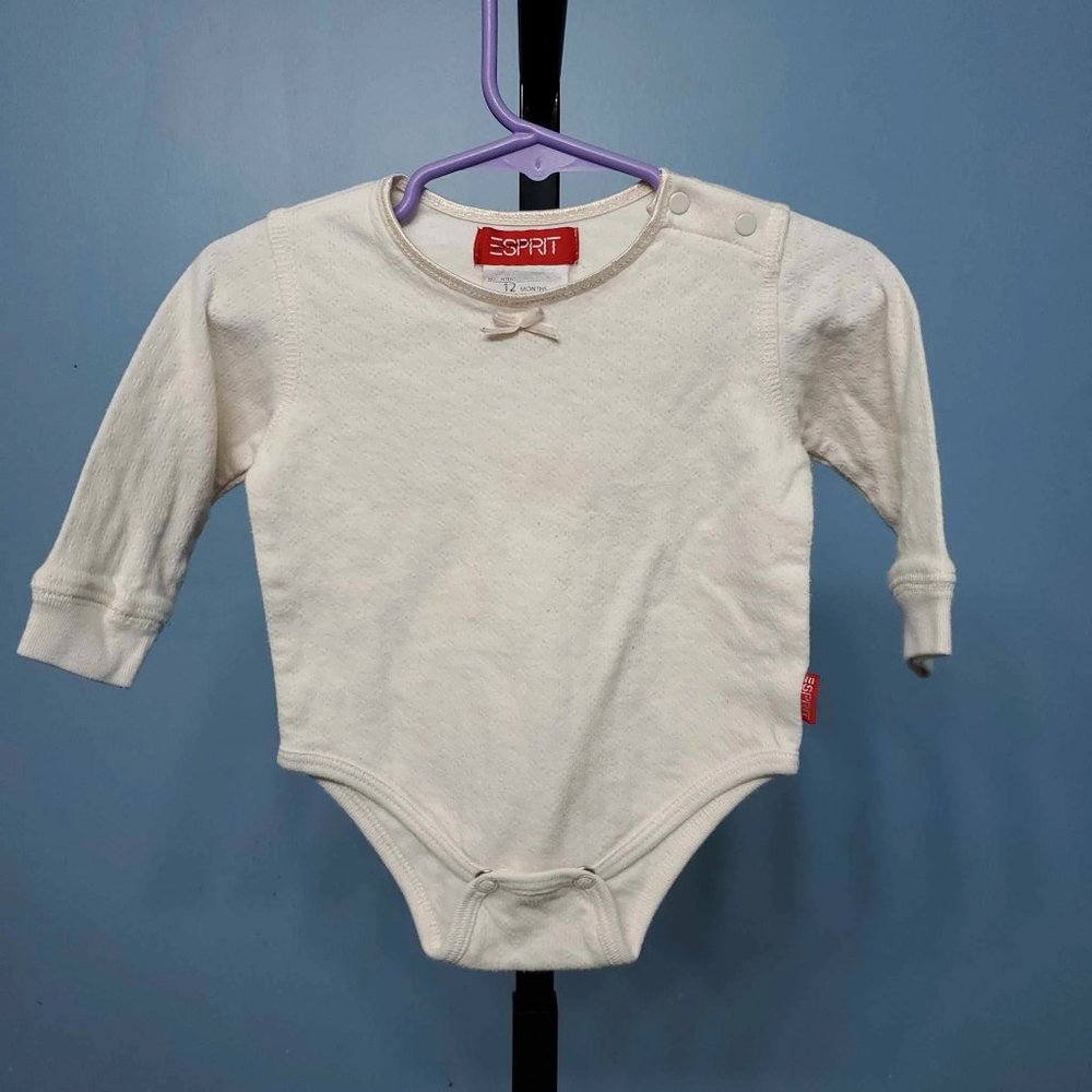 4/$10 ESprit White Onesie |Size: 12 Months